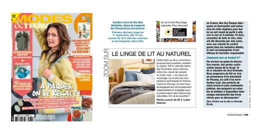 Notre linge naturel dans les pages de Modes et Travaux ! - Label Naturel