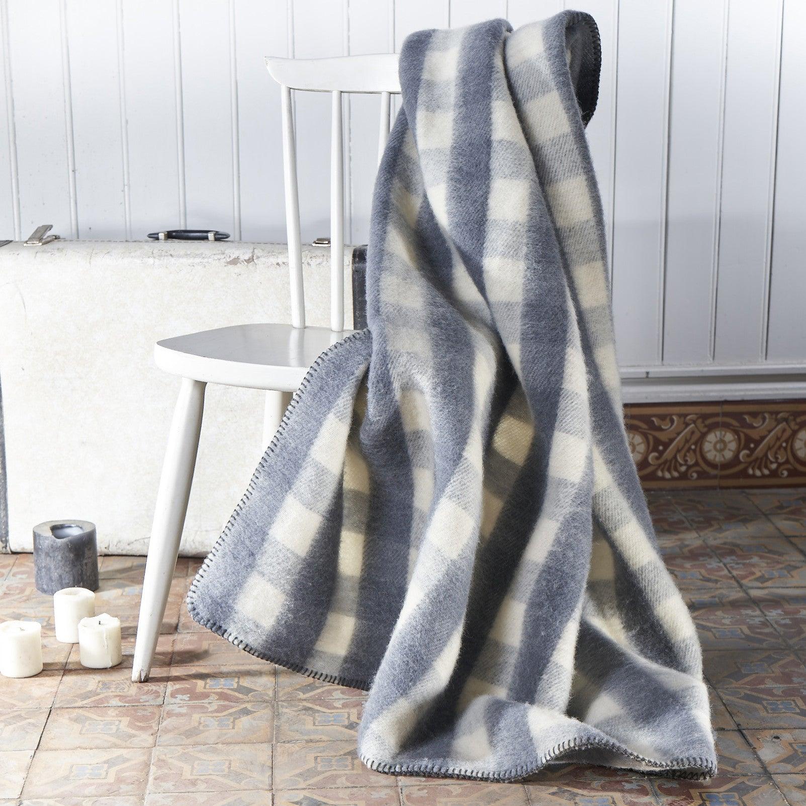 Blanket virgin wool Woolmark Winter 400g checks - Label Naturel