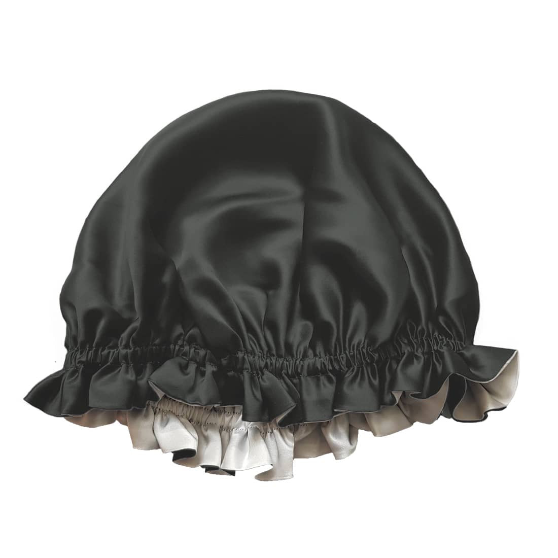 Gorro de dormir en seda de morera de doble cara antracita