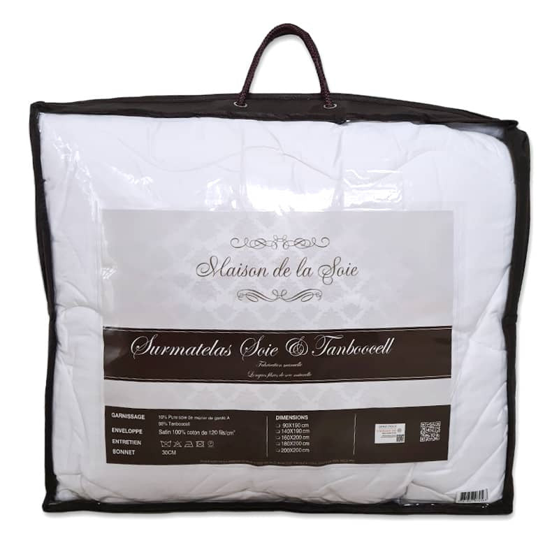 Uppermattress in silk and tanboocell suitcase