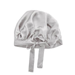 Gorro de dormir Charlotte en reverso de seda plateada.
