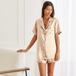 Champagne short silk pajamas