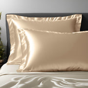 Seidenkissenbezug mulberry 25 mommes mit Stehsaum caramel