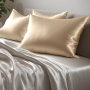 Funda de almohada de seda sin volante 30 momme caramelo