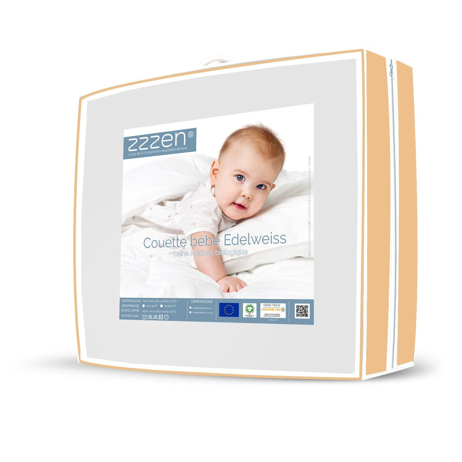 Bi-material baby duvet pack organic cotton & organic wool Edelweiss - Label Naturel