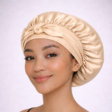 Silk night cap with adjustable ties
