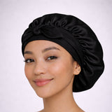 Silk night cap with adjustable ties