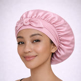 Silk night cap with adjustable ties