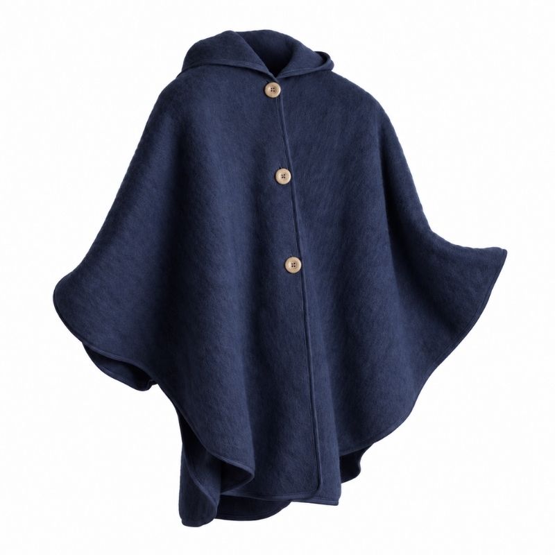 Hooded cape with pockets 100% Pyrenees wool