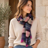 Organic cotton checked scarf made in France