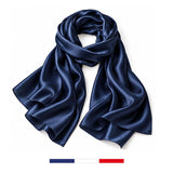 Foulard en soie Bleu Marine confectionné en France