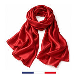 Red silk scarf made in France