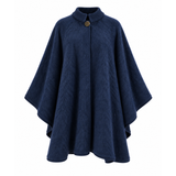Large poncho with knit collar, 100% Pyrenees wool