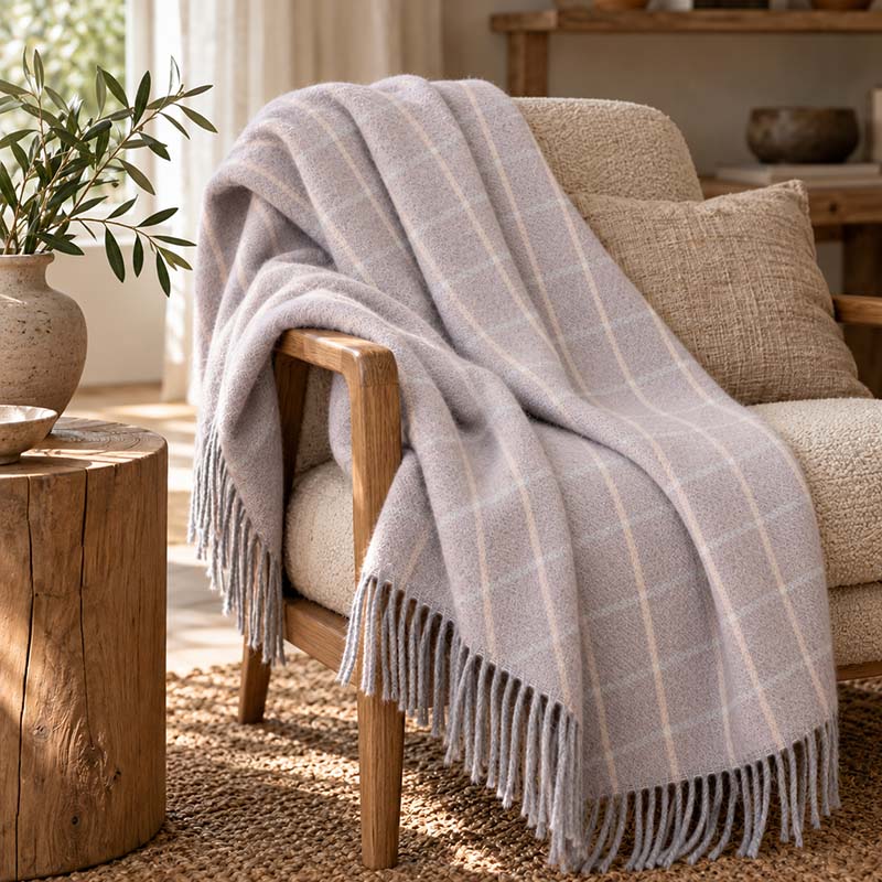 Plaid pure laine Mérinos & Cachemire Ossau carreaux